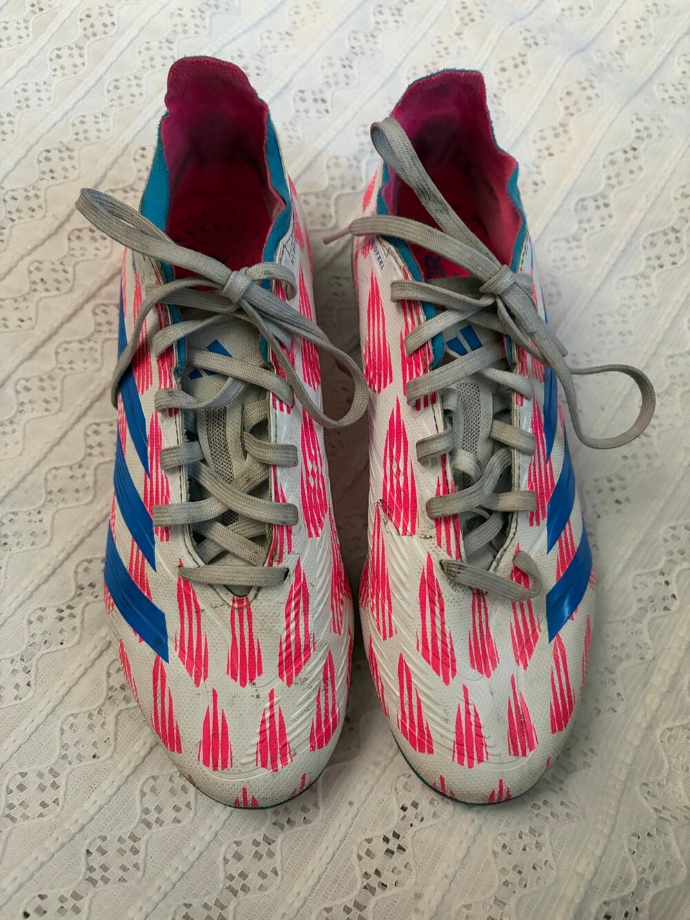 Adidas Predator Soccer Cleats FG Pink Blue White Youth Size 5 US
